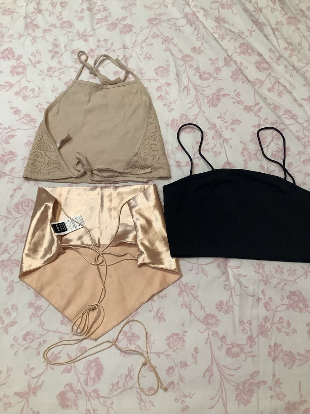 SHEIN Satin Tie-Back Bandana Top — Blush Pink